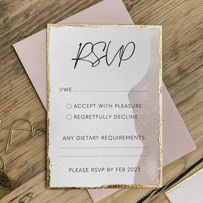 Blush Pink & Gold Wedding Invite Romantic Wedding Theme Pink Etsy