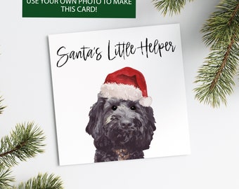 Custom Pet Christmas Card, Personalised Pet Portrait, Xmas Dog, Christmas Cat, Santa Hat for Dog, Dog Cat Lover