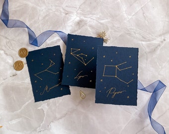 Custom Constellation table numbers, celestial wedding decor, moon and stars baby shower, A5 navy table decorations