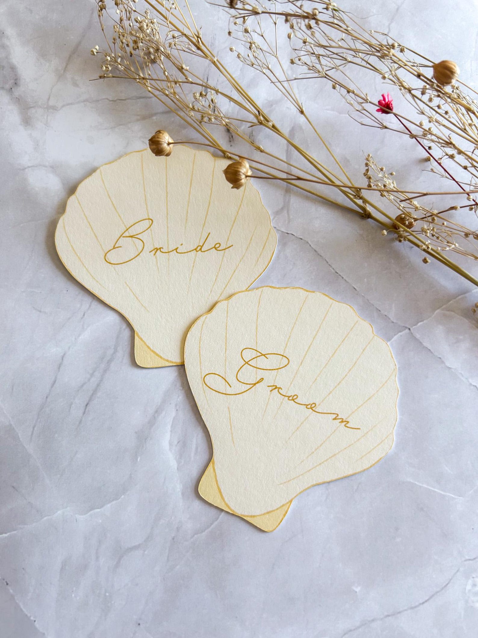 Blush Pink Shell Place Cards: Beach Wedding Decor - Etsy