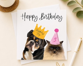 Personalised Pet Birthday Card: Custom Dog or Cat Photo