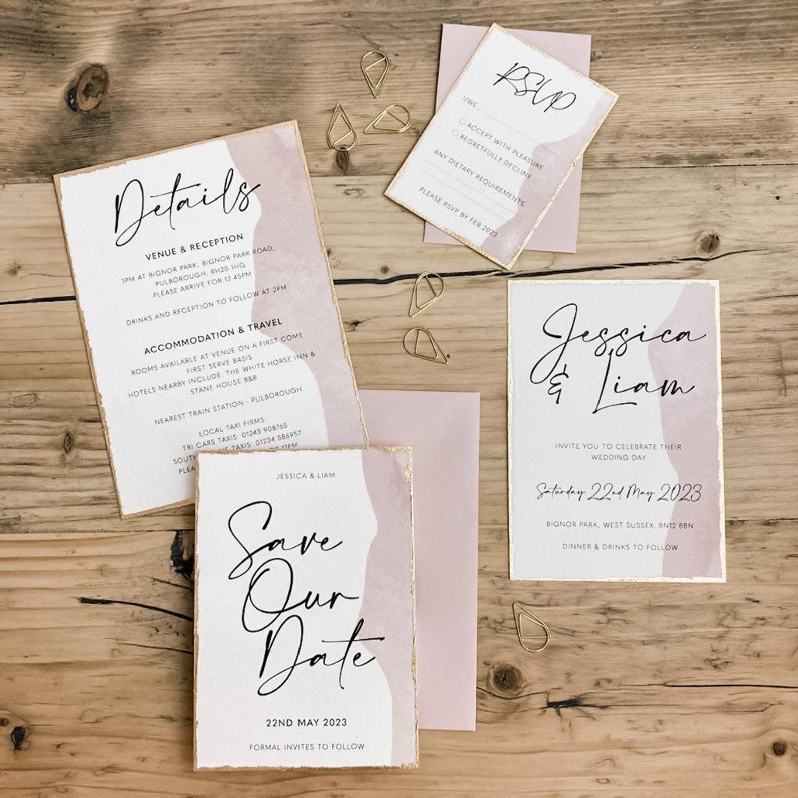 Blush Pink & Gold Wedding Invite Romantic Wedding Theme Pink Etsy