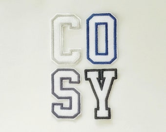 Custom Alphabet Patch, Iron On Letters + Numbers, White Varsity Letter patches, Iron-On Patch, DIY embroidery, Personalised Iron On Patches