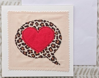 Mini Leopard Print Note Card | 4 x 4 inch card | Heart Greetings Card