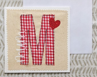 Personalised Name + Initial Birthday Card | Personalized Initial Card | Applique Monogram Card