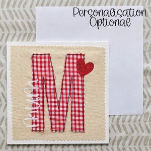 Gepersonaliseerde naam + eerste verjaardagskaart | Gepersonaliseerde initial card | Applique Monogram Kaart