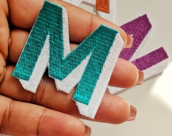 Custom Iron On Letters Patch, 3D Block Colour Letter patch, Iron-On Patch, DIY embroidery, Personalised Iron On Patch