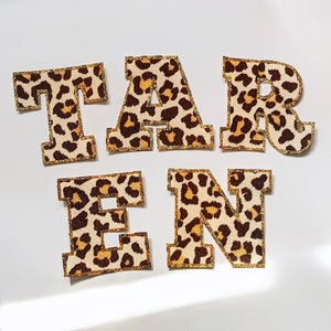 Custom Iron On Letters, Iron On Numbers, Fabric Iron On, Leopard Print patch, Iron-On Patch, DIY crafts, Personalised Iron On Patch