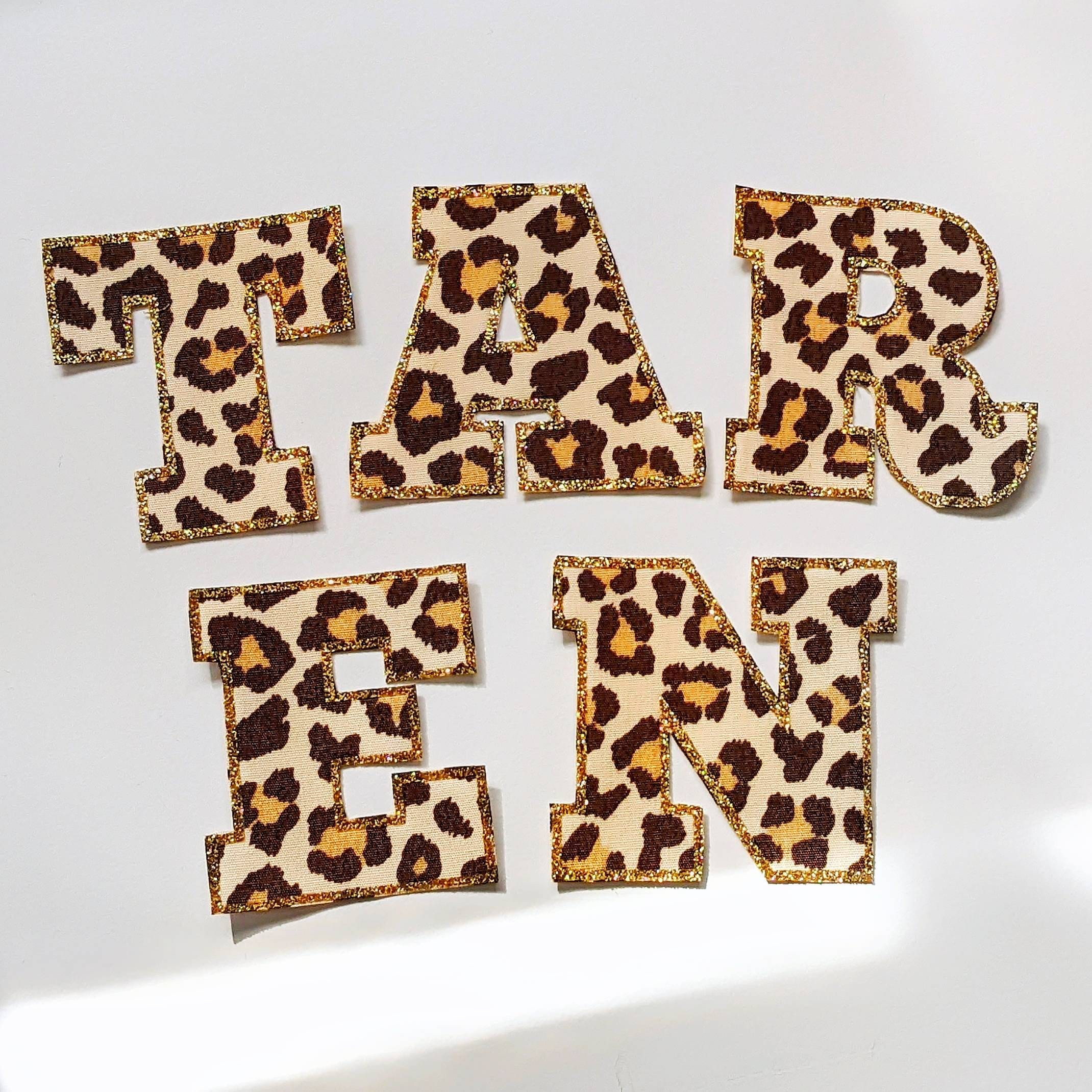 Leopard Print Iron on Patch, Custom Cotton Fabric Letter - Etsy display picture 3