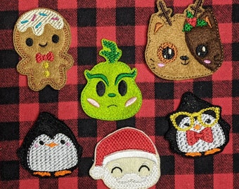 Christmas Character Iron On Patches | Christmas iron on Patch | Christmas Patch | Embroidered Applique Patch