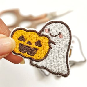 Ghost and Pumpkin Patch | iron-on Patch | Halloween Patch | Boo Patch | Ghost Iron On Patch | Patches for kids | Kawaii | Cute Iron On Patch