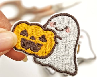 Ghost and Pumpkin Patch | iron-on Patch | Halloween Patch | Boo Patch | Ghost Iron On Patch | Patches for kids | Kawaii | Cute Iron On Patch