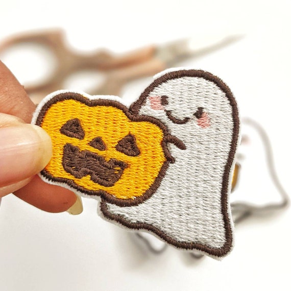 Ghost and Pumpkin Patch Iron-on Patch Halloween Patch Boo Patch Ghost Iron  on Patch Patches for Kids Kawaii Cute Iron on Patch 