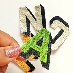 Custom Iron On Letters, 3D Block Colour Letter patch, Iron-On Patch, DIY embroidery, Personalised Iron On Patch