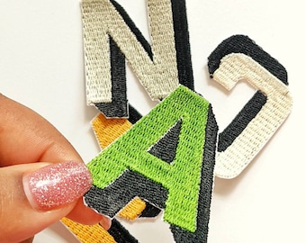 Custom Iron On Letters, 3D Block Colour Letter patch, Iron-On Patch, DIY embroidery, Personalised Iron On Patch