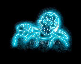 Neon Horror Character PNG Jason