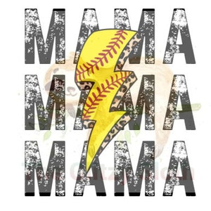 Softball Mama Lightning Bolt PNG für Sublimation