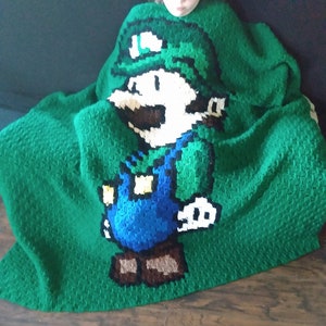 Super Mario Universe Luigi Inspiriert C2C Crochet Afghan Throw Pattern