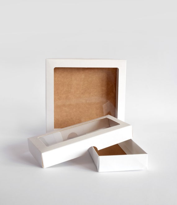 50 Cajas blancas con tapa transparente Caja de embalaje - Etsy España