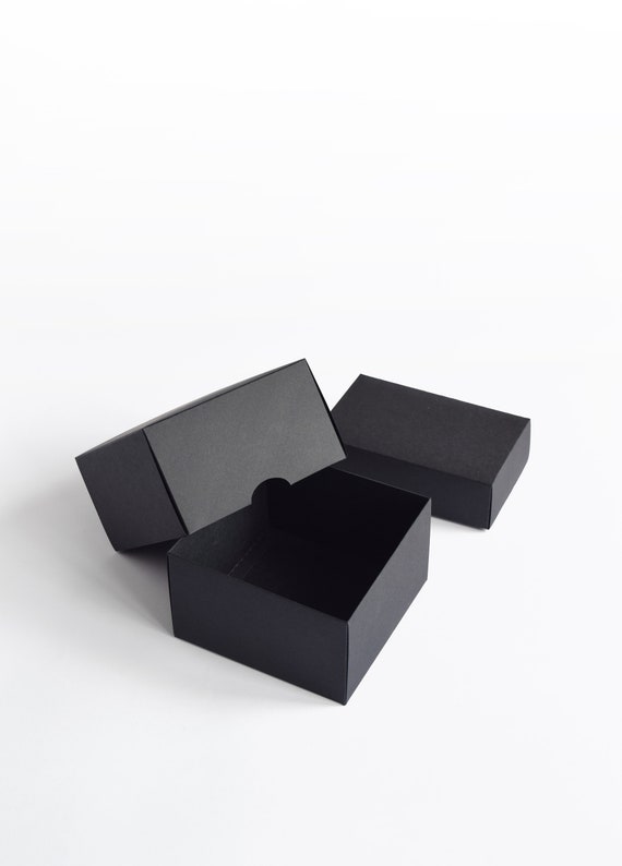 Luxury Black Packaging Box Set, Two Part Cardboard Packing Boxes With Lids,  Small Matte Boxes for Jewelry, Accessories or Gifts 