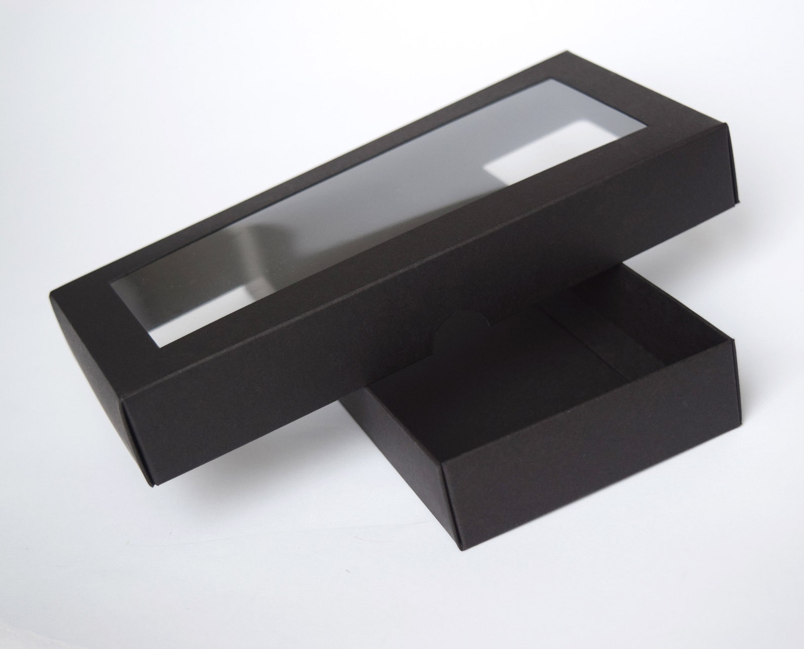 Black Boxes With Window Lids, Matte Boxes for Gifts, Black Paper Boxes