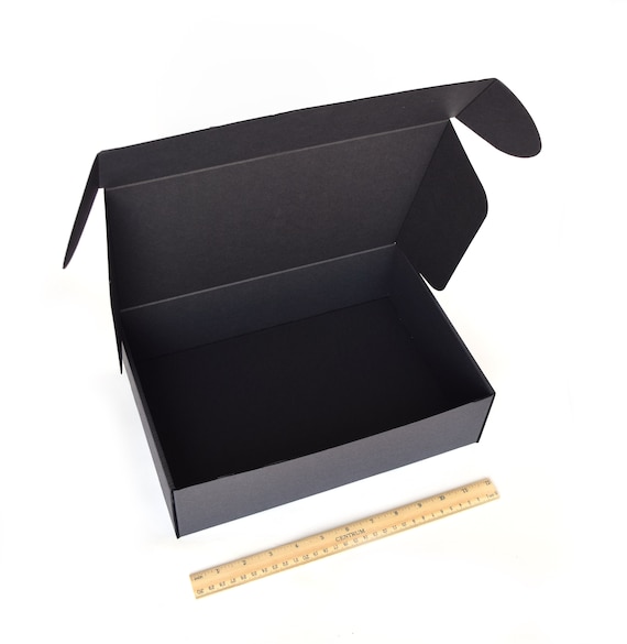 25x Matte Black Cardboard Box With Lid,a4 Large Cardboard Shipping