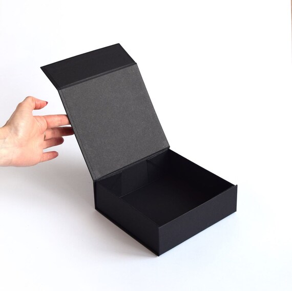 Black Gift Box With Snap Closure Black Matte Boxes Etsy