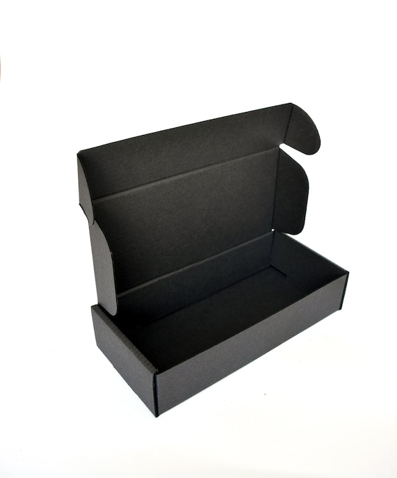 Luxury Black Packaging Box Set, Two Part Cardboard Packing Boxes With Lids,  Small Matte Boxes for Jewelry, Accessories or Gifts 