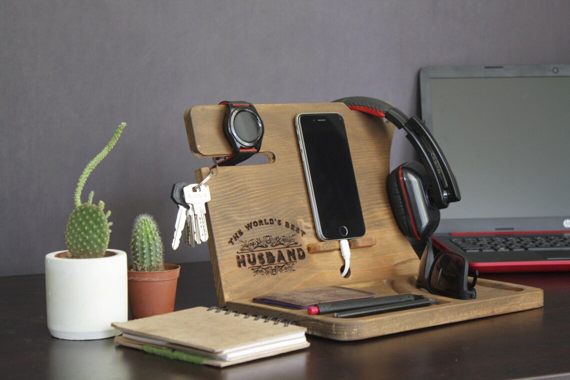 Natural Wood Organizerwooden Docking Stationphone Etsy