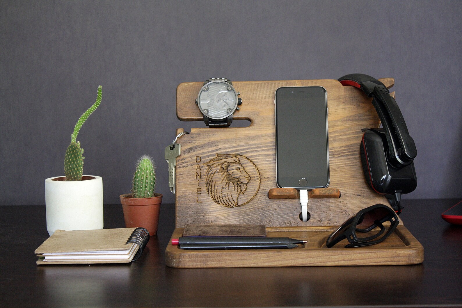 Natural wood organizerWooden Docking Stationwooden Etsy