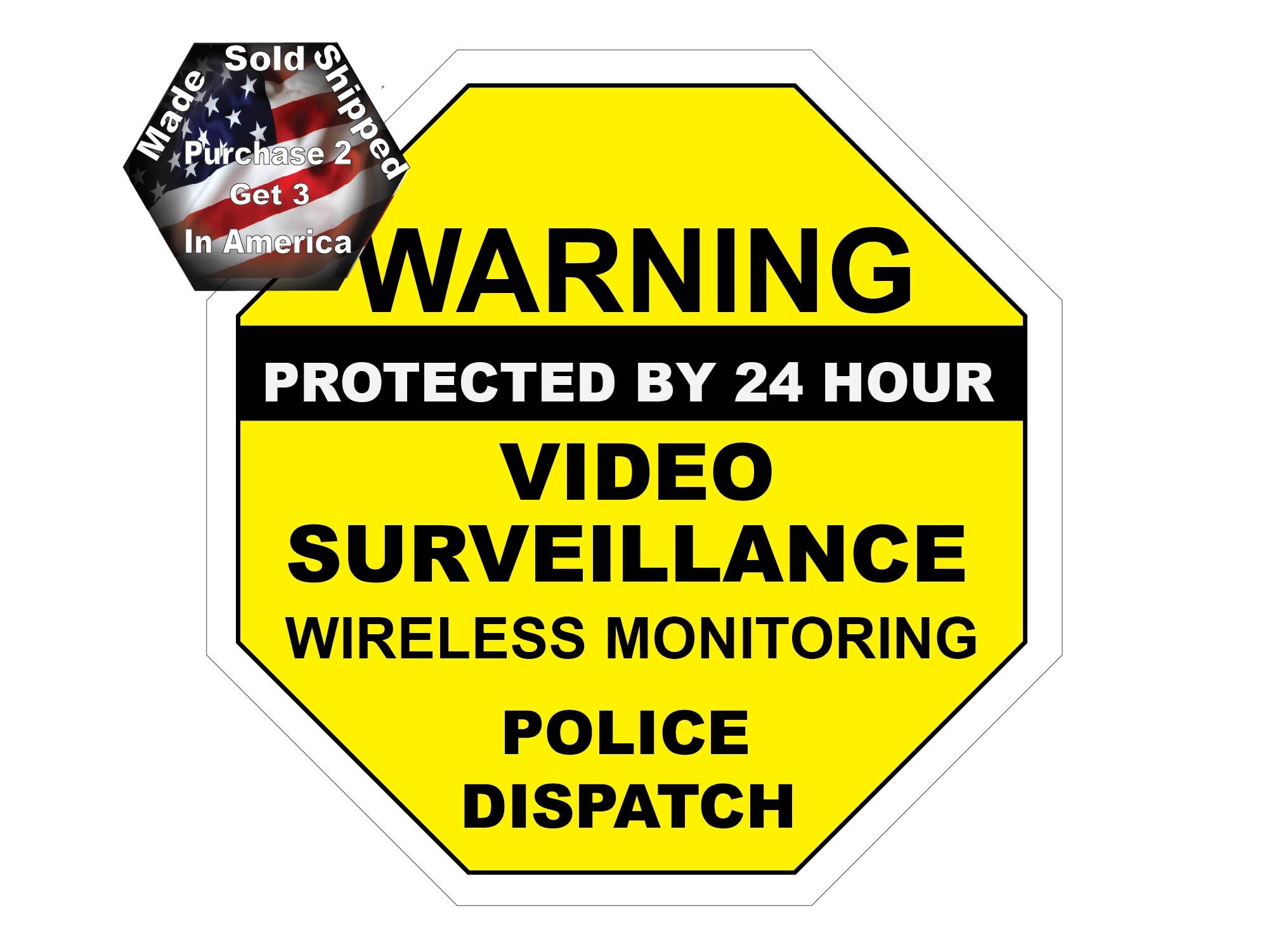 Warning 24 Hour Surveillance Monitoring Camera Police Dispatch Etsy