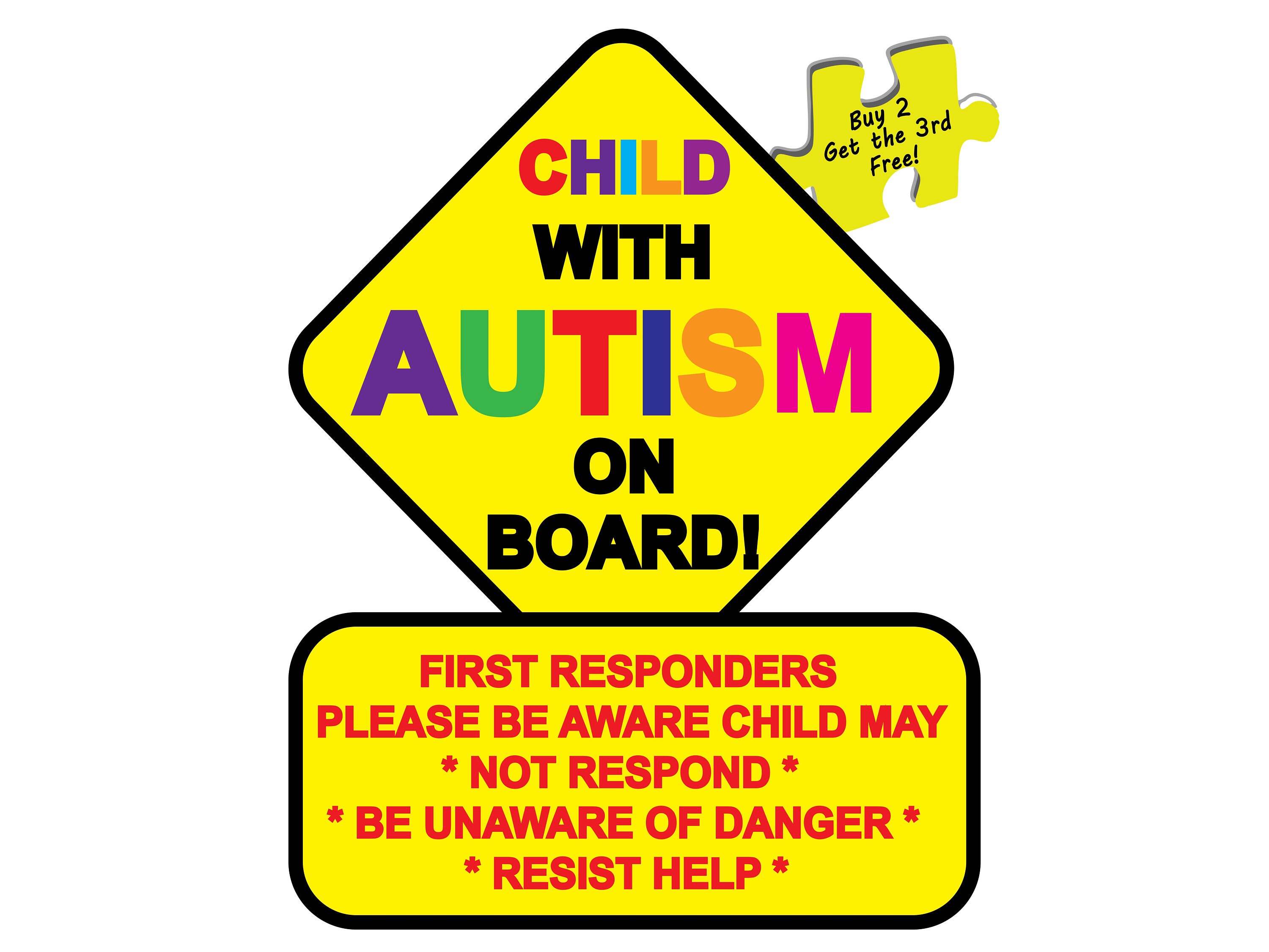 Child With Autism On Board First Responders We Support Autism Etsy