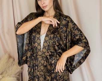 Shakti Sun Women Silk Kimono ~ Boho Silk Kimono Robe for Woman ~ Silk female Pajama Robe ~ Bath silk robe ~ Perfect Birthday present for her