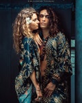Boho set of 2 silk kimonos for couples ~ Pajamas set for men and woman ~ Silk bath robes set ~ Perfect Valentine's Day gift for him and her product logo