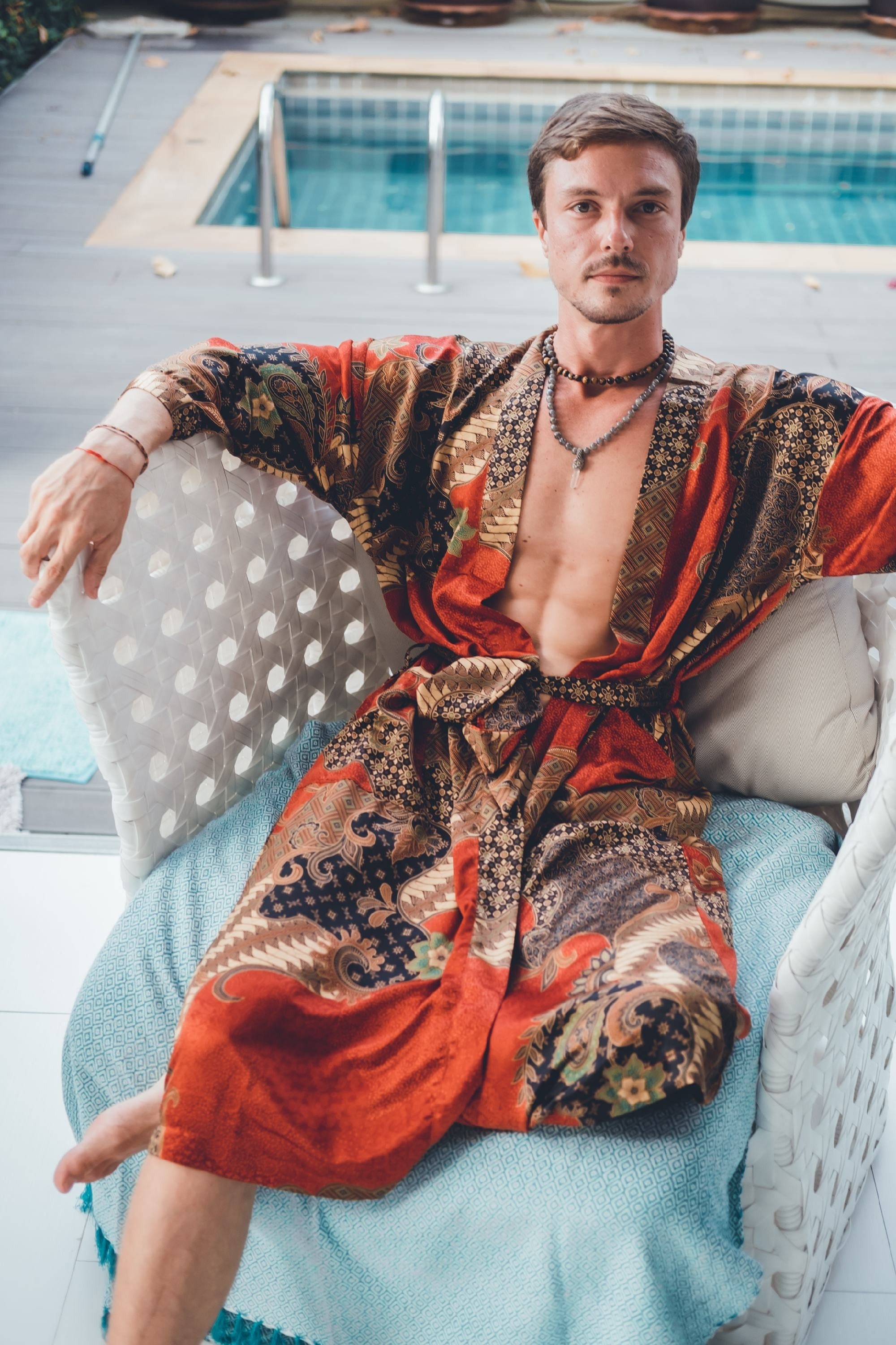 luxury mens silk robe