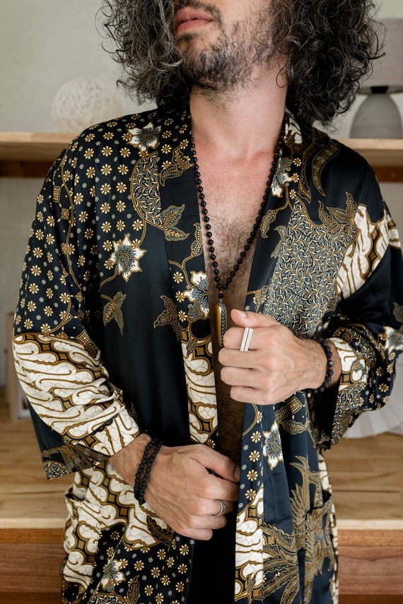 Staren Resultaat vereist Boheemse mens zijden kimono Black & Gold zijden kimono - Etsy België