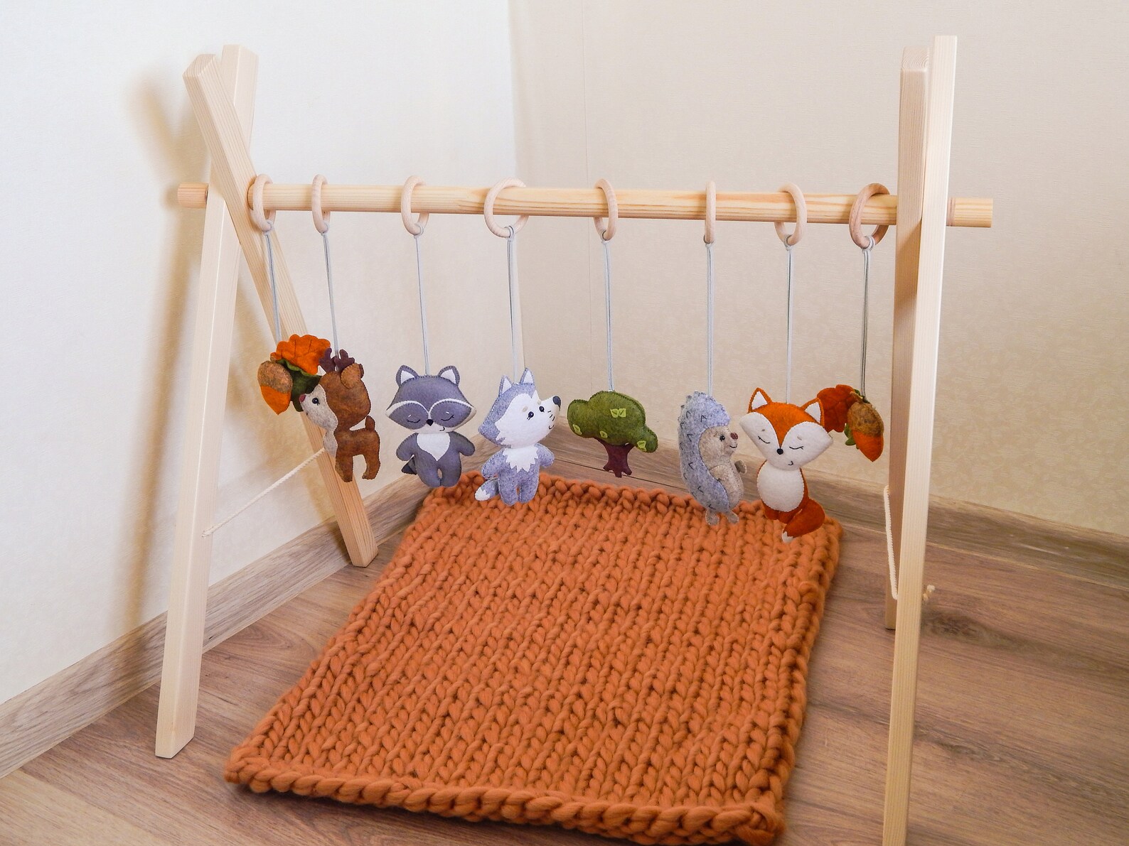 Baby Play Gym Set of Woodland Toys Montessori Gym Toys Fox and Etsy
