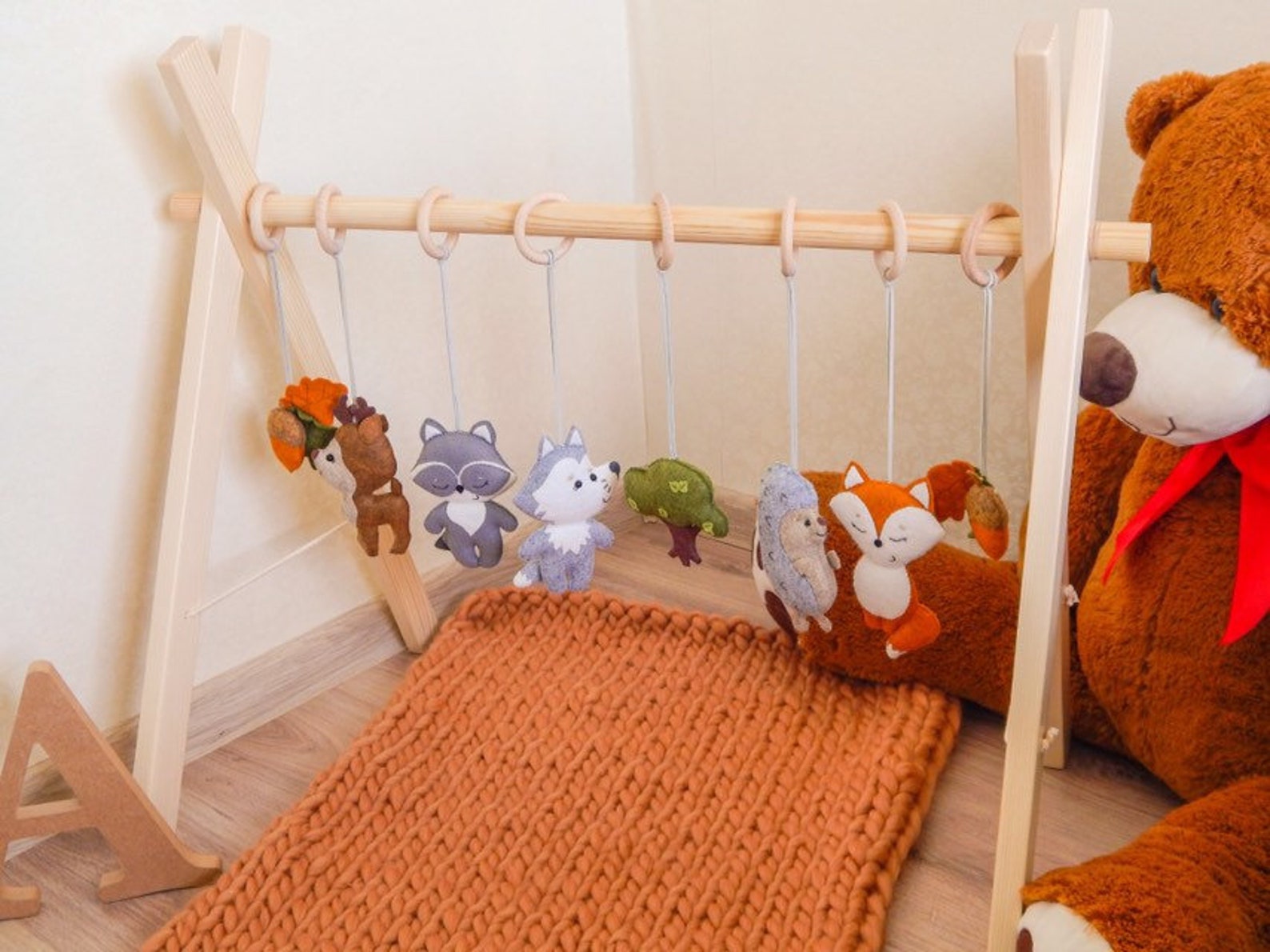Baby Play Gym Set of Woodland Toys Montessori Gym Toys Fox and Etsy