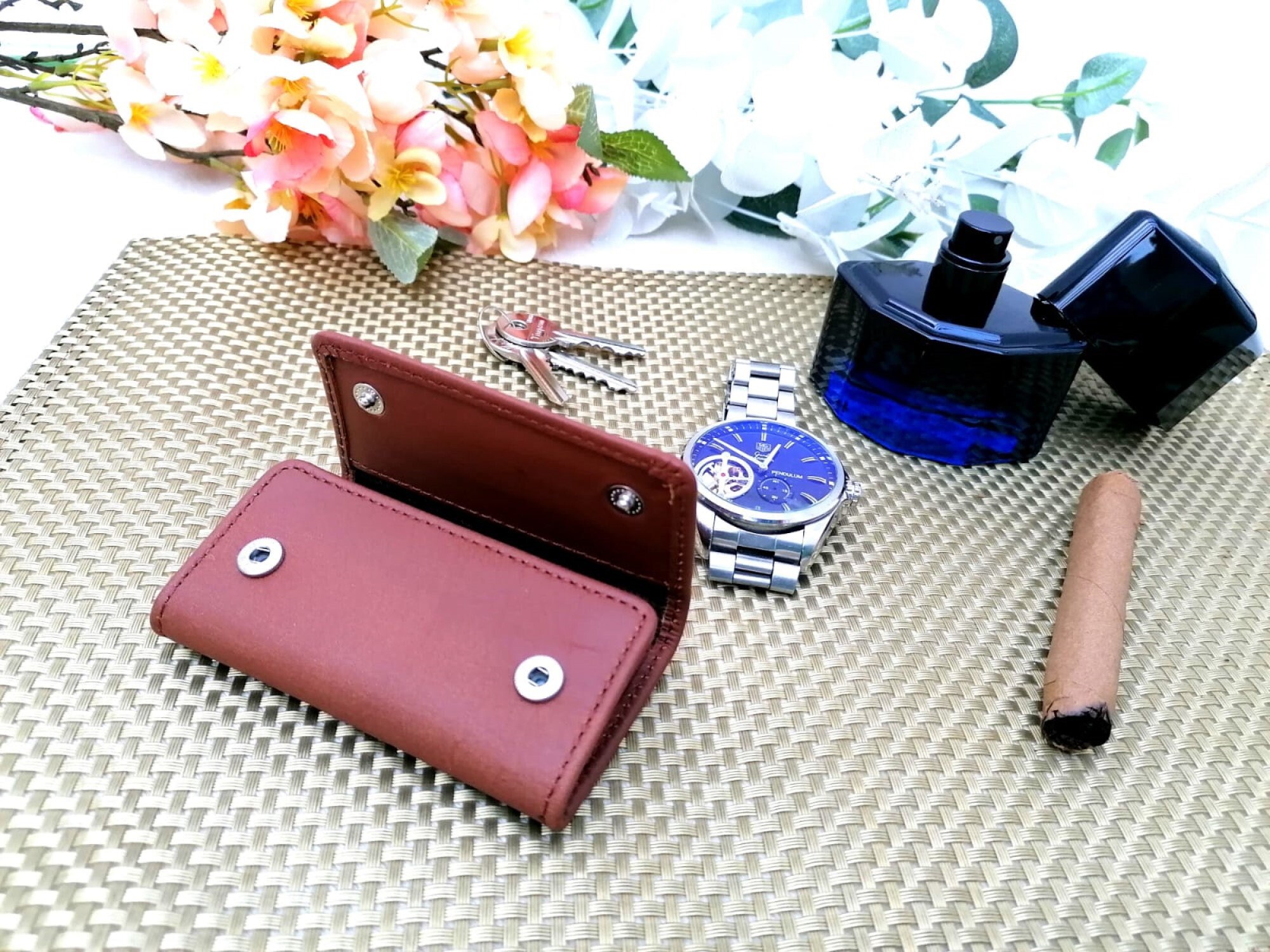 PERSONALIZED Leather key case Keychain card holder Key Etsy