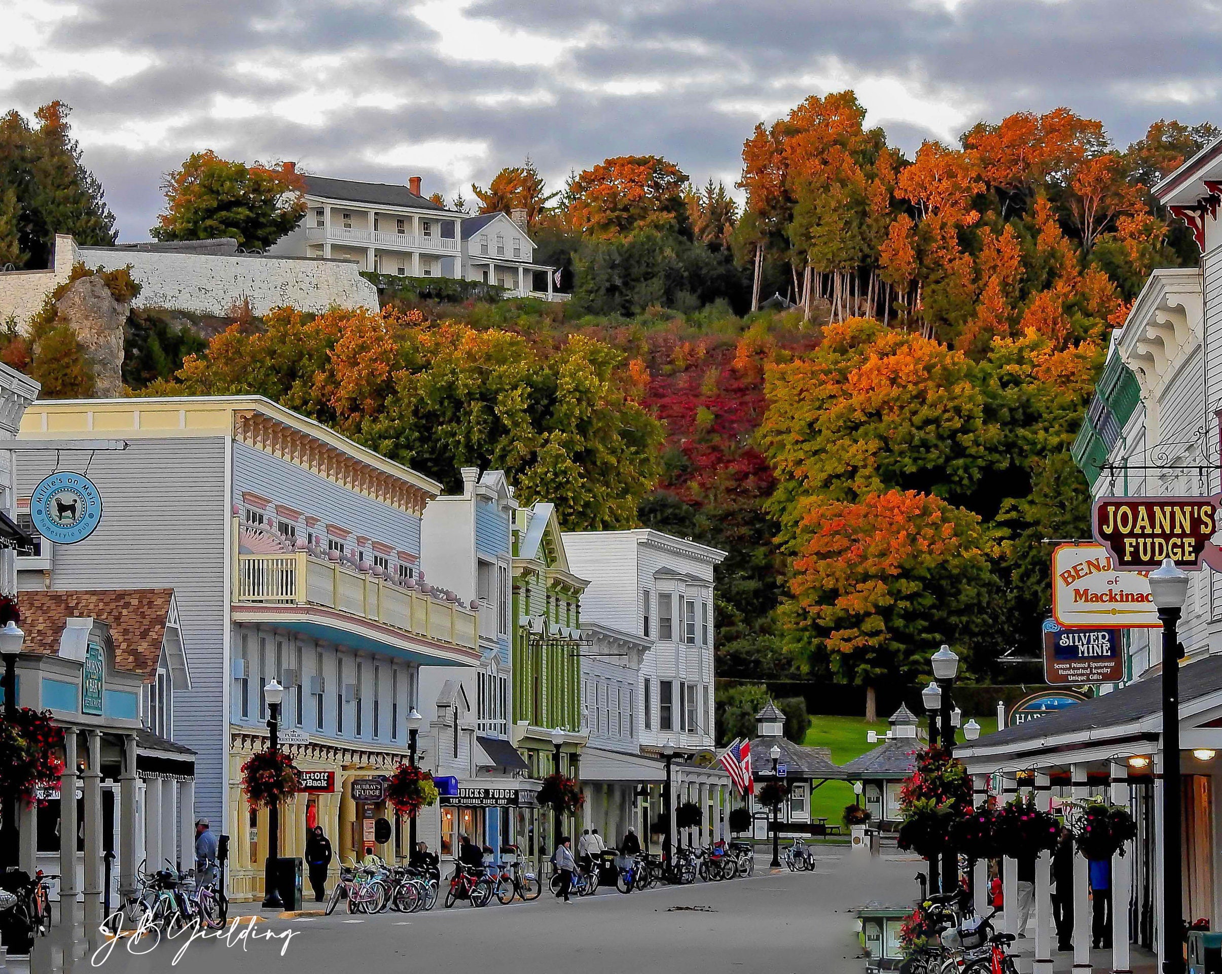Mackinac Island Main Street Fall Colors prints available in Etsy