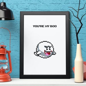 You&#39;re My Boo Super Mario Bros Retro Pixel Downloadable Art Print