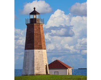 Point Judith Lighthouse 2: Rhode Island photography, Canvas artwork, Coastal Home Decor, Beach Art