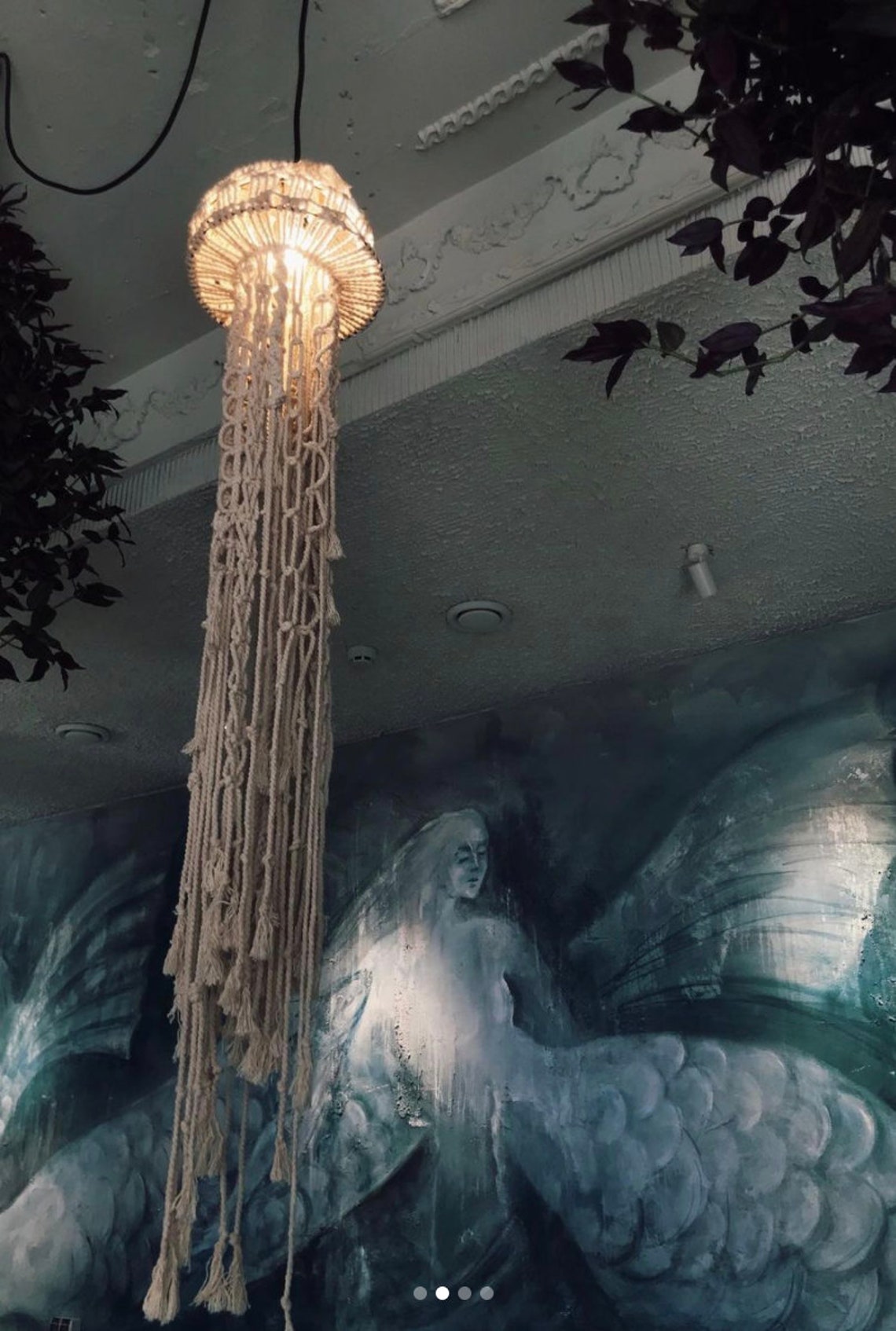 Jellyfish macrame Handmade Lamp shade Wall hanging Bohemian Etsy