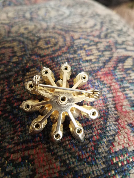 Vintage Coro Blue Rhinestone Flower Brooches - image 4