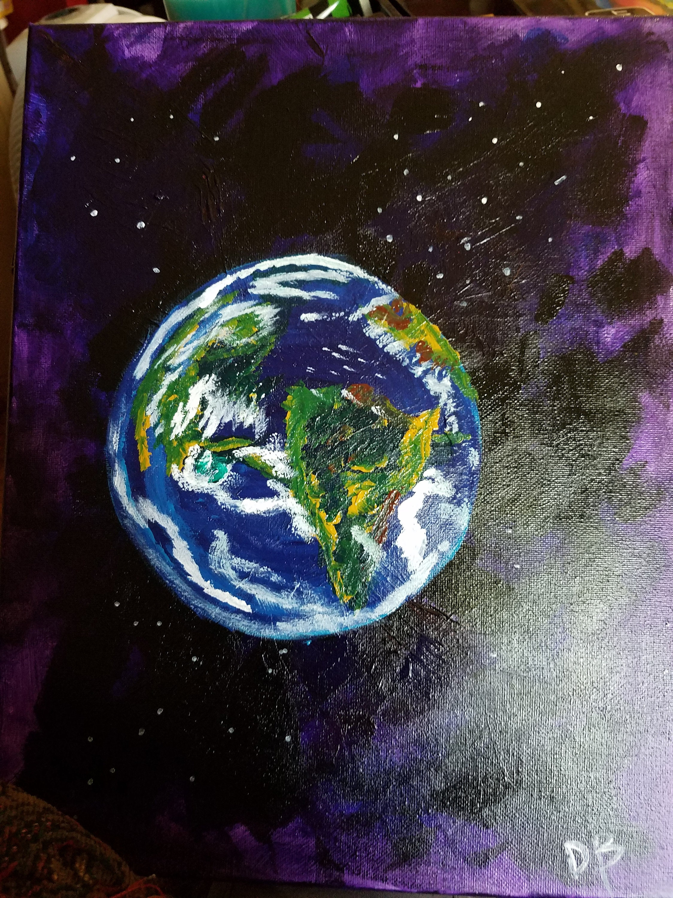 Acrylic Painting, Earth in Space, Artwork, Cosmic Art. - Etsy