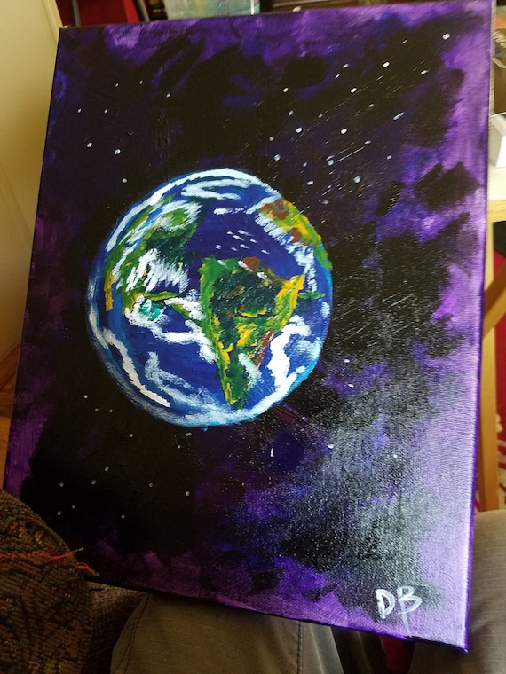 Acrylic Painting, Earth in Space, Artwork, Cosmic Art. - Etsy