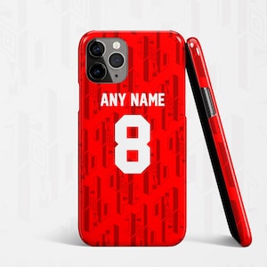 Manchester United 92 - iPhone Personalised Football Phone Case - Full Protection - Red - Football Soccer Gift