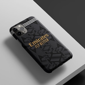 Arsenal Black Third 22/23 - iPhone Football Jersey Phone Case - Full Protection - Black & Gold - Unofficial Football Soccer Gift