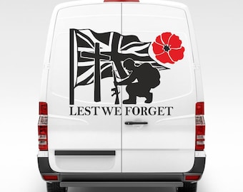 Lest We Forget Soldier Flag Remembrance Day Window Car Van Decal Wall Sticker Art Vinyl