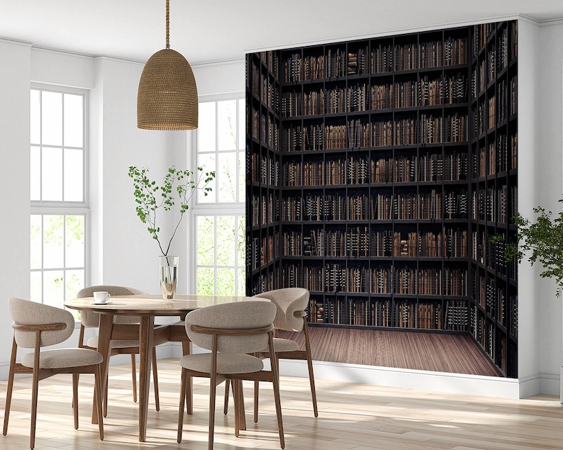 Bookshelf Wall Mural, Peel and Stick Library Home Decor - Etsy